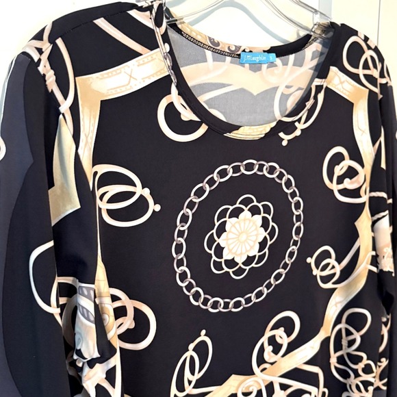 J. McLaughlin Women's Black Khaki Chain Print Catalina Cloth Top in Size S‎ - Picture 5 of 11